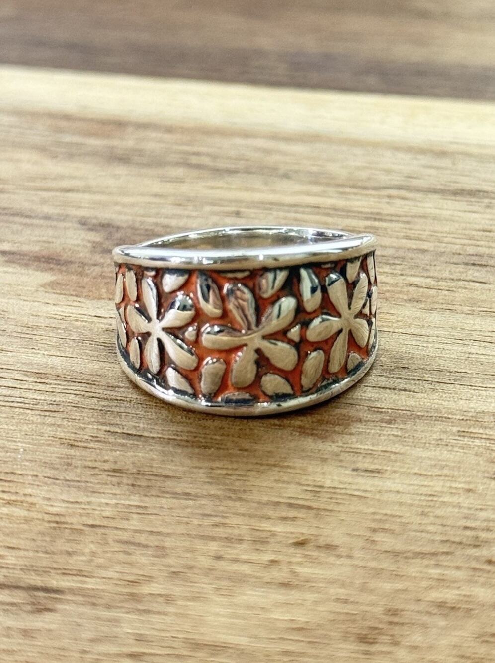 James Avery Retired Silver Spring Blossom Enamel Ring Size 9